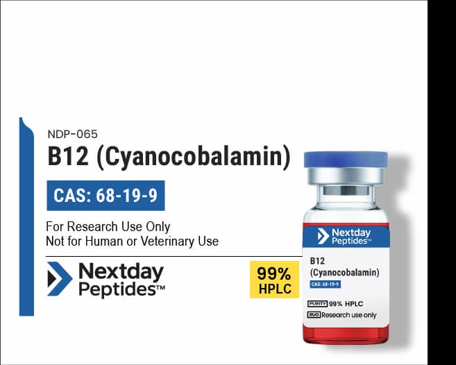 B12 Cyanocobalamin — Nextday Peptides B12 Cyanocobalamin research peptide — ≥99% HPLC purity — Nextday Peptides, research use only