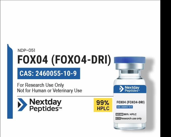 FOXO4 (FOXO4-DRI) — Nextday Peptides FOXO4 (FOXO4-DRI) research peptide — ≥99% HPLC purity — Nextday Peptides, research use only