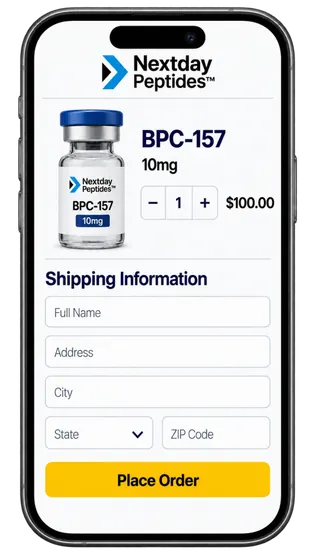 Step 1: Place Your Order — Nextday Peptides ordering process Step 1: Place Your Order — Nextday Peptides ordering process